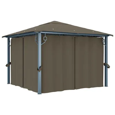 Image de Pavillon avec rideau 300x300 cm taupe aluminium