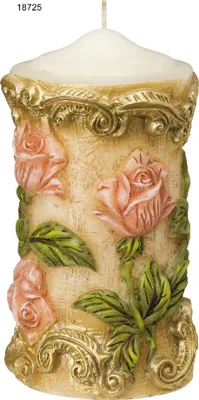 Produktbild von Zierkerze handverziert 20 x 10 cm