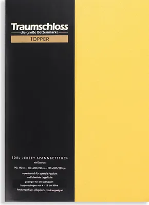 Produktbild von Traumschloss Topper Edel-Jersey Spannbettlaken 140-160 x 200-220 cm gold 165g/m², 95% gekämmte Mako Baumwolle, 5% Elasthan