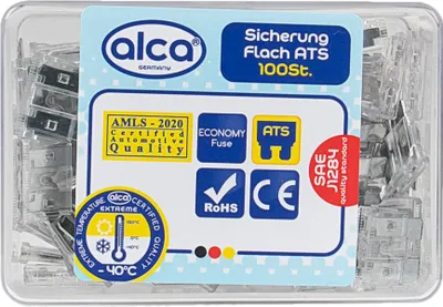 Produktbild von alca® Flachsicherungen 25 A zu 100 St. in einer Economy Box für Fahrzeuge