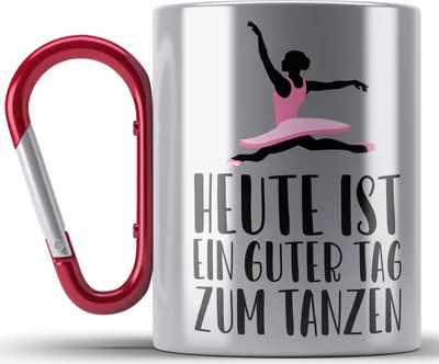 Produktbild von Trendation - Tanzen Edelstahl Tasse Karabiner Geschenk Tänzerin Geschenkideen Mädchen Frau Kinder Spruch Tanz-Lehrer Lehrerin (Rot)