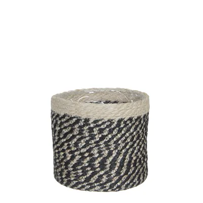 Produktbild von Mica Decorations Bonaparte Pflanzenkorb - H20 x Ø20 cm - Jute - Schwarz