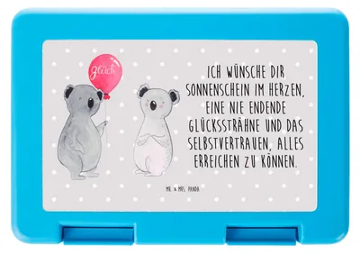 Produktbild von Mr. & Mrs. Panda Bento Box Koala Luftballon - Grau Pastell - Geschenk, Bentobox, Butterbrotdose, Frühstücksbox, Party, Vesperbox, Lunchbox, Geburtstag