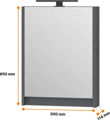 Zdjęcie produktu dla OMEBLE Szafa szafka łazienkowa wisząca z lustrem 50 cm antracyt mat. LED
