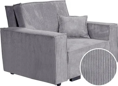 Produktbild von Sessel Clivia Cord Grau, Schlaffunktion, Aufbewahrungsbox, 123x102x88 cm, Liegefläche 196x80 cm