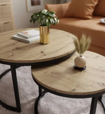 Obrázok produktu pre Okrúhly konferenčný stolík CIRI 2v1 round oak Artisan Stirling Wotan