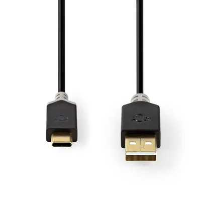 Immagine prodotto di Cavo USB | USB 2.0 | USB-A Maschio | USB-C™ Maschio | 60 W | 480 Mbps | Placcato oro | 1,00 m | Rotondo | PVC | Antracite | Scatola con finestra