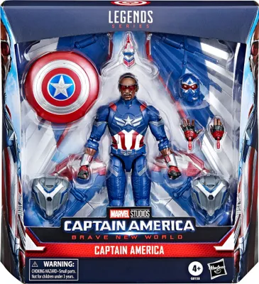 A Hasbro Marvel Legends Captain America action figure in its packaging.
