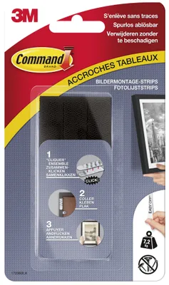 Immagine prodotto di Strisce adesive per il montaggio di quadri 3M Command Dimensioni: L nero 4 set da 2 strisce