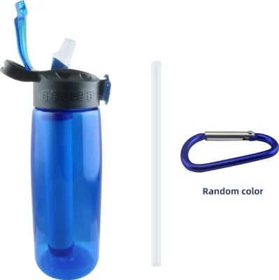 Produktbild von Wasserflasche aus Tritan mit Wasserfilter, BPA-frei, Wasserfilterflasche fuer Reisen, Wandern, Camping, Reise, Notfall, Blau