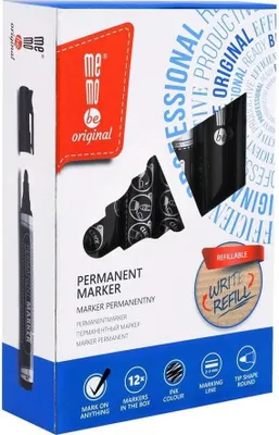Image de Marqueur noir permanent MemoBe (12 pièces)