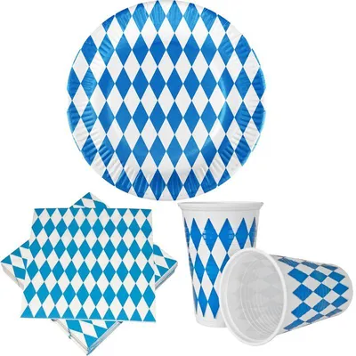 Produktbild von Einweggeschirr Set  Teller Becher Servietten 60 tlg.