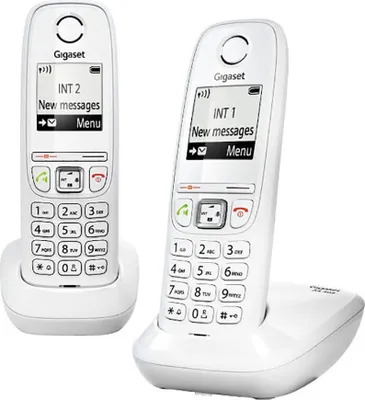 Zdjęcie produktu dla Gigaset AS405 Duo, Telefon w systemie DECT, Zestaw słuchawkowy bezprzewodowy, Głośnik, 100 wejścia, Biały
