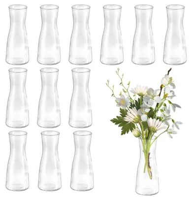12 Mini-Glasvasen, transparent, 14 cm, für Tischdekoration