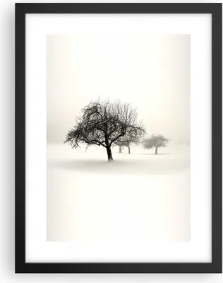 Produktbild von Gerahmtes Poster - Schwarzer Rahmen - Bäume Schnee Nebel - 30x40 cm - Wand Bild - Wanddeko - Wandbilder - Kunstposter - Wandposter - Bilderrahmen - Bilder - Kunstdruck - Wandbild - P2BPA30x40-4136