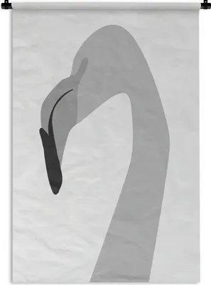 Produktbild von MuchoWow® Wandteppich Wandbehang Flamingo - Abstrakt - Schwarz - Weiß 60x90 cm Tapisserie Dekoration Wandtuch - Foto-Teppich - Abwaschbar