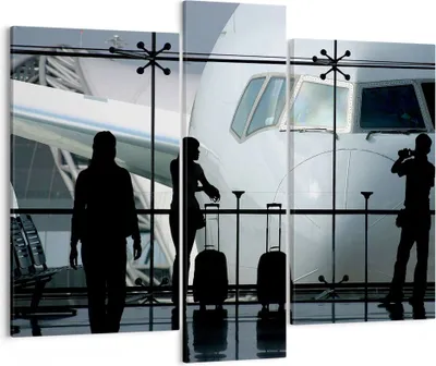Produktbild von Bild auf Leinwand - Leinwandbild - Flugzeug Flughafen Passagiere - 95x80cm - Wand Bild - Wanddeko - Leinwanddruck - Bilder - Kunstdruck - Wanddekoration - Leinwand bilder - Wandkunst - CB95x80-0130
