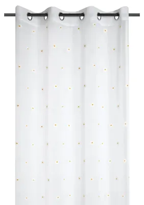 Produktbild von Ösenvorhang transparent Blütenstickerei weiß gelb 140x260 cm