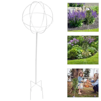 Immagine prodotto di Supporto metallico per pergola da giardino o terrazza per piante rampicanti, fiori rosa, 50 x 10 cm, bianco