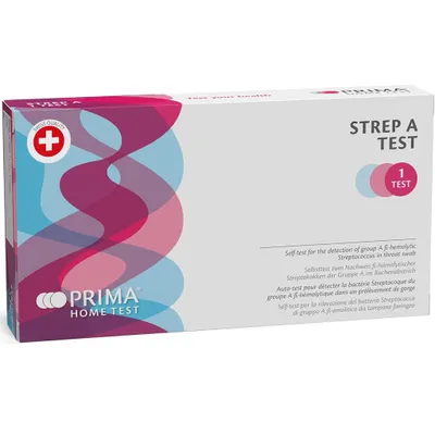 Produktbild von PRIMA Streptokokken Schnelltest Strep A Test mit Rachenabstrich - 2 Stück