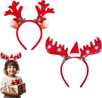 Produktbild von Weihnachts Rentier Geweih Stirnbänder 2 Stück für Kinder & Erwachsene