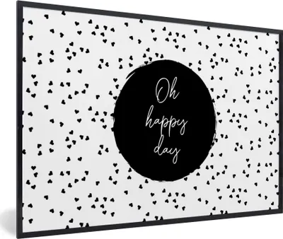 Produktbild von MuchoWow® Gerahmtes Poster Zitate - Text - Oh happy day - Glück 90x60 cm - Poster mit Schwarzem Bilderrahmen Wandposter Rahmen Foto Bilder - Fotorahmen - Foto-Plakat