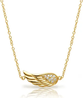 Produktbild von Unique Kette Flügel-Anhänger Silber vergoldet Zirkonia SN0287