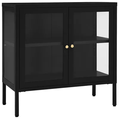 Image de Buffet Noir 70x35x70 cm Acier et verre