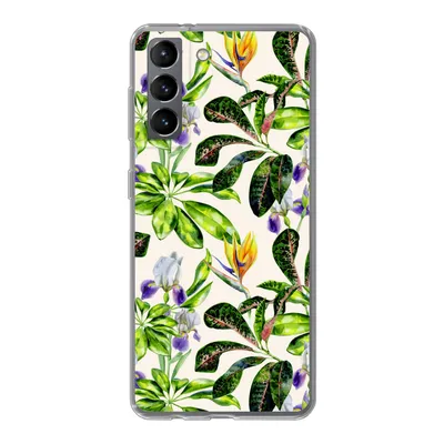 Produktbild von MuchoWow® Handyhülle Schutzhülle Hülle für Samsung Galaxy S21 Blätter - Strelitzia - Blüte Silikon Softcase Handy Hülle - Softcase
