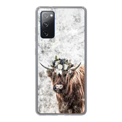 Produktbild von MuchoWow® Handyhülle Schutzhülle Hülle für Samsung Galaxy S20 FE Schottischer Highlander - Marmor - Blumen Silikon Softcase Handy Hülle - Abdeckung