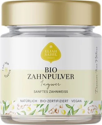 Produktbild von Eliah Sahil Zahnpulver Ingwer | 45 g | ohne Fluorid | natürliche Zahnreinigung | frischer Geschmack | bio | vegan
