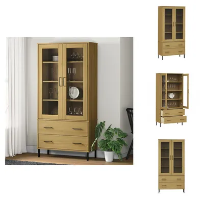 Immagine prodotto di vidaXL Libreria OSLO con gambe in metallo, marrone, 85x35x172,5 cm, legno massello - Scaffali e librerie