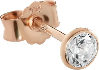 Produktbild von Einzel 4,0mm Ohrstecker 925 Sterling Silber Rosegold Vergoldet Zirkonia Ohrringe