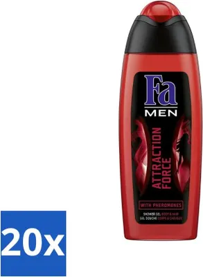 Image de Fa - Gel douche - Attraction Force - Hommes Corps & Cheveux - Bergamote & Citron vert - Rafraîchissant - 250 ml - Pack avantage - 20 pièces