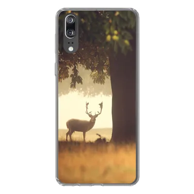 Produktbild von MuchoWow® Handyhülle Schutzhülle Hülle für Huawei P20 Hirsche - Bäume - Wald Silikon Softcase Handy Hülle - Hardcover