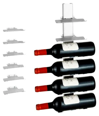 Produktbild von Weinregal aus Edelstahl zur Wandmontage – Aufbewahrungslösung für 6 Flaschen mit abnehmbarem Design und modernem schwebendem Design – stabiler, vielseitiger Weinflaschenhalter für Küche, Bar