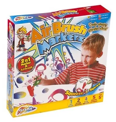 Produktbild von Grafix Airbrush-Set für Kunst und Hobby mit 2-in-1-Marker und 2 Schablonen