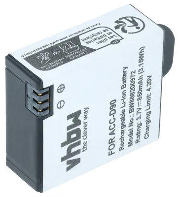 Produktbild von vhbw Akku Ersatz für AEE ACC-D90 für Tragbare Mini-Kamera (850 mAh, 3,7 V, Li-Ion)