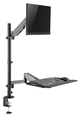 Zdjęcie produktu dla Podstawa pod monitor, podnóżek biurkowy - regulowana wysokość - czarny