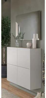 Produktbild von Garderoben-Set mit Spiegel & Schuhschrank in beige und Eiche, 2-teilig - BAIANO-01