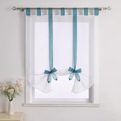 Produktbild von Joyswahl Raffrollo Voile Raffgardinen mit Schlaufen Modern Schlaufenrollo mit Band halbtransparent Blau BxH 120x140cm