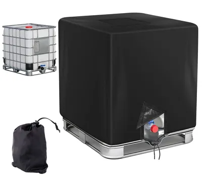 Produktbild von IBC Tank Abdeckung, Abdeckplane, Wassertank 1000L, Schutzhülle, Schutzhaube, Schutzplane, für IBC-Tank, Regenwassertank, 120x100x116 cm, Schwarz