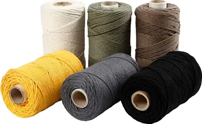 Produktbild von Creativ Company Makramee Garn Set - 6 Farben - 6x198m Baumwolle
