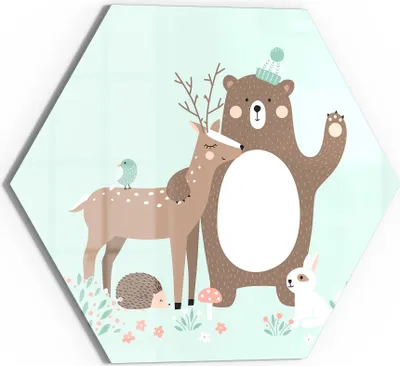 Produktbild von DEQORI Glasbild Echtglas 55x48 cm 'Waldtierfreunde' Wandbild Bild modern Deko