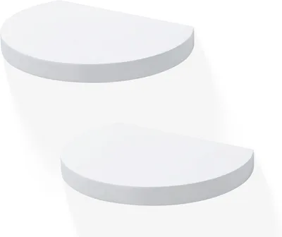 Image de Deux étagères murales rondes en bois, de 15,2 x 11,5 cm, de couleur blanche rustique, idéales pour les petits objets