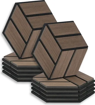 Produktbild von Homestyle4u Akustikpaneele 10 Stück Braun Walnuss Holz Schallschutz
