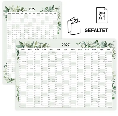 Produktbild von heaven+paper® Wandplaner 2027 Eukalyptus – DIN A1, beidseitig bedruckt