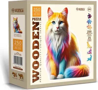 Obrázok produktu pre Drevené puzzle Dúhová mačka 250 dielikov