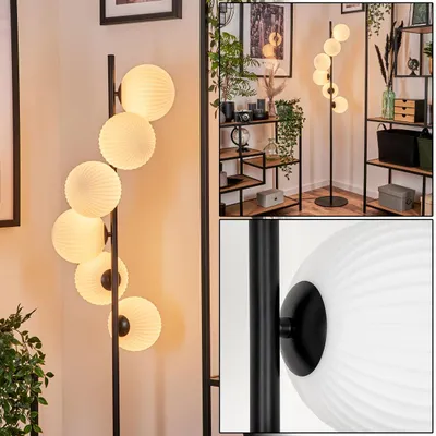 Produktbild von Garaguso Stehlampe aus Metall/Riffelglas in Schwarz/Weiß