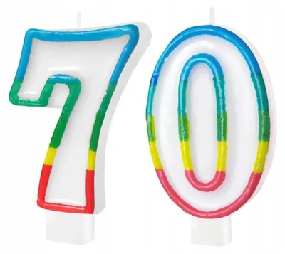 Produktbild von PartyPal Zahl 70 Geburtstag Kerzen, bunt, 2 Stück